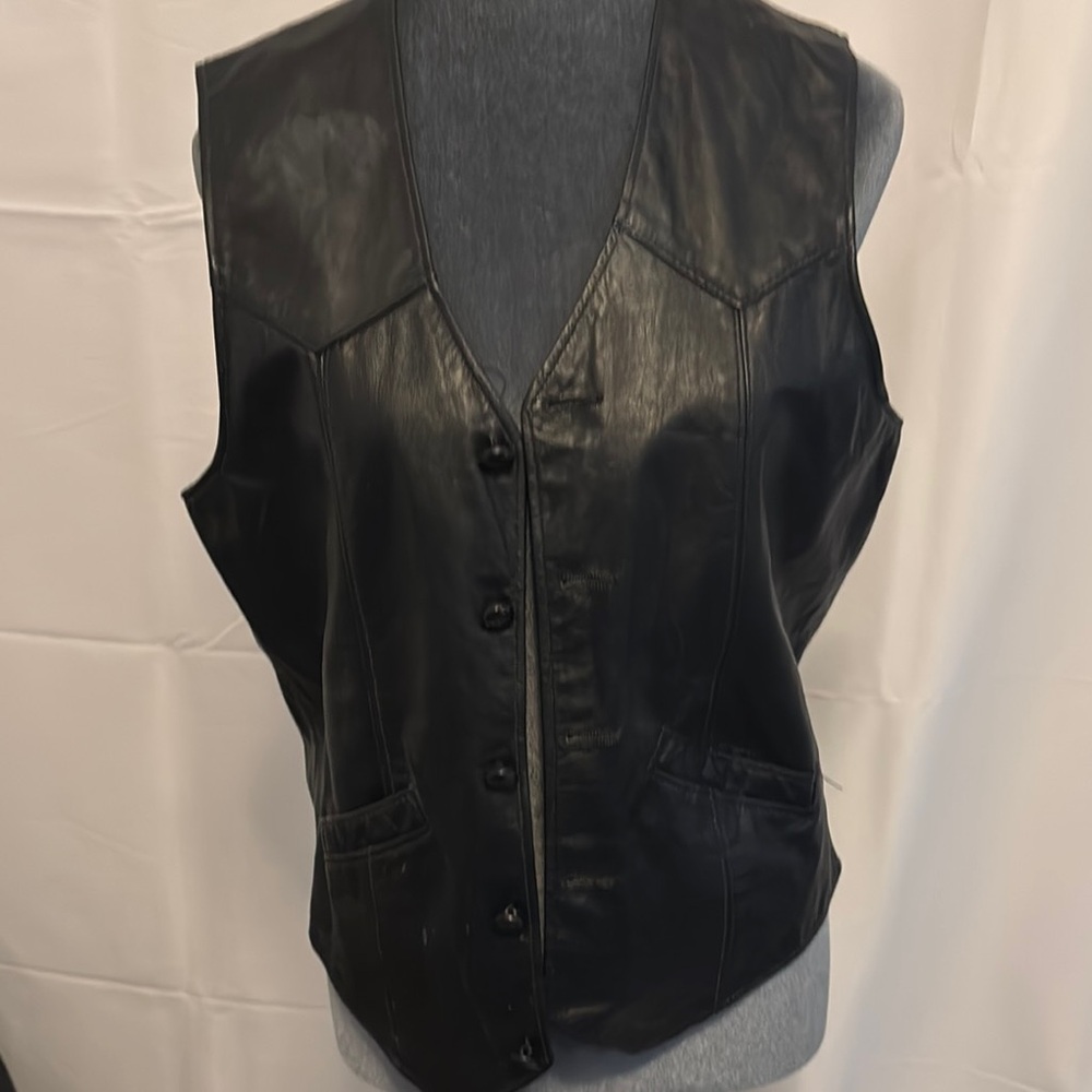 Wrangler M Black Leather Vest Classic Design